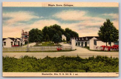 Huntsville Alabama~Maple Grove Cottages~Roadside Motel~Linen Postcard
