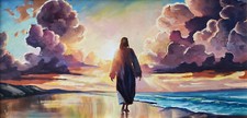 Seaside Glowing Impressionism Clouds Giclee Canvas Wall Art Print Hawkins R14