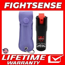 FIGHTSENSE Pepper Spray Maximum Strength W / Leather Case Self Defense Purple