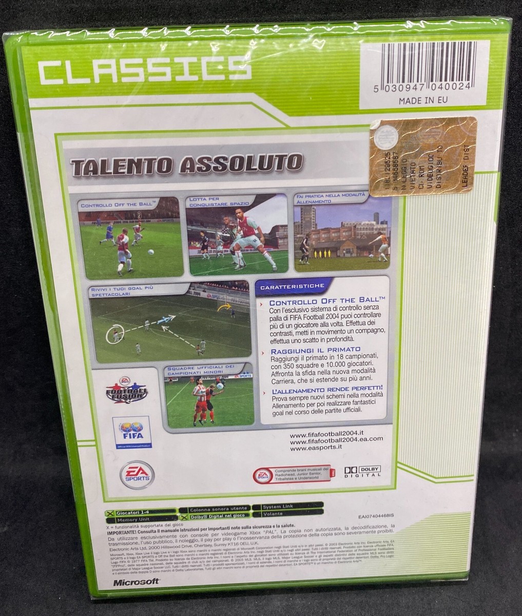 FIFA 2004 Sur Xbox (1ère Génération) - Neuf Sous Cellophane - Boîte Italienne