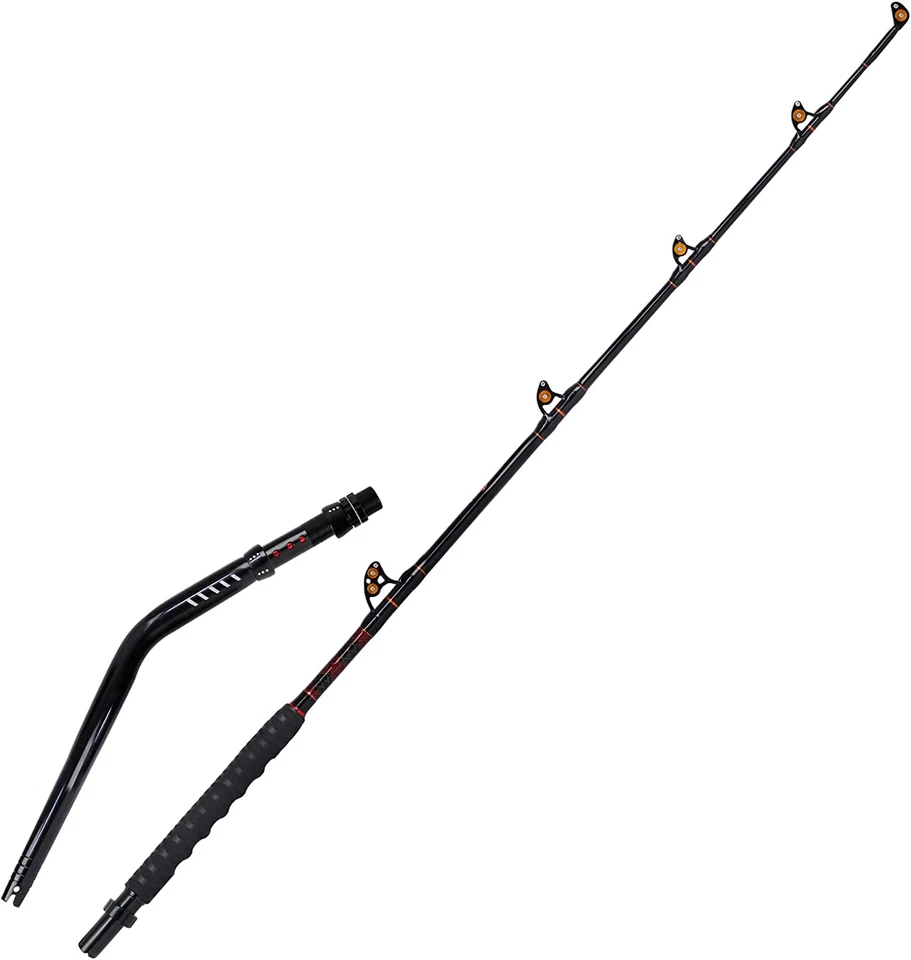 Caña de arrastre a tope doblada 2 piezas bote extra pesado de agua salada caña de pescar en alta mar Foto 2 de 4