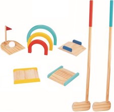 TOOKYLAND Kids Wooden Golf Set-13pcs-2 Player Game Set with Carry Bag,Ages 3 