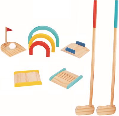 TOOKYLAND Kids Wooden Golf Set-13pcs-2 Player Game Set with Carry Bag,Ages 3+