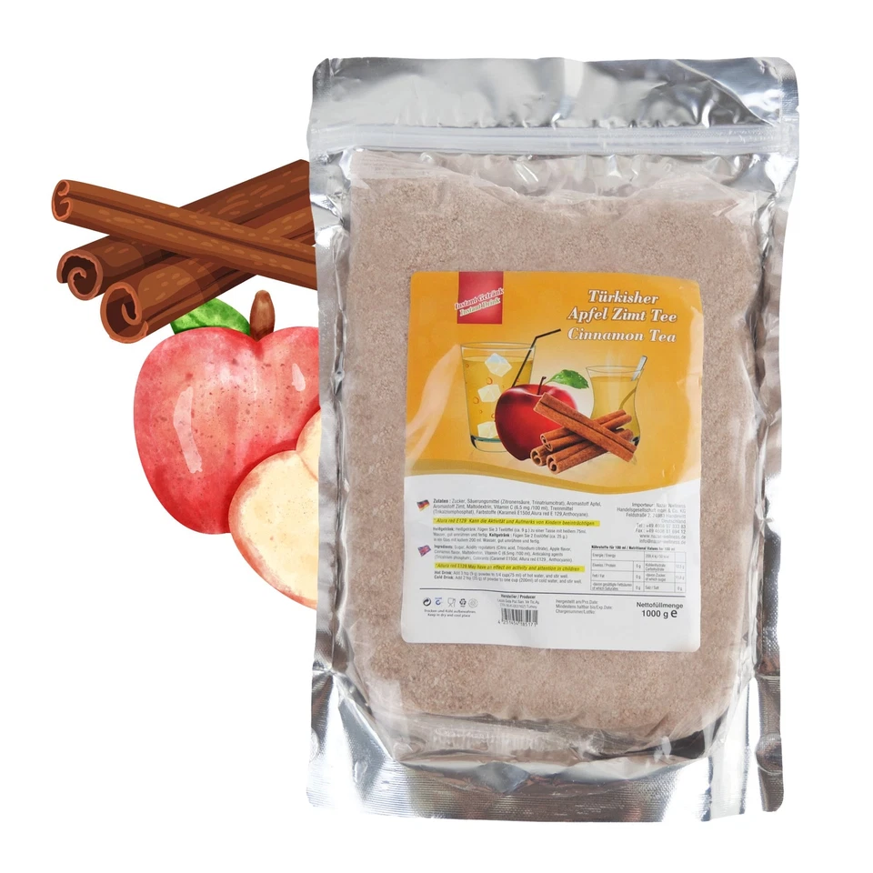Apfeltee mit Zimtgeschmack Instant Tee 1 kg Türkischer Instanttee Pulver - Bild 2 von 4