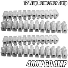 12 WAY CONNECTOR STRIP CHOC BLOCK TERMINAL 60AMP ELECTRICAL CONNECTION FLAT HEAD