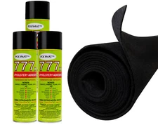 12ft x 45in Black S60 Polymat Carpet + 3 CANS 777 GLUE FOR SAIL BOAT BUNK liner