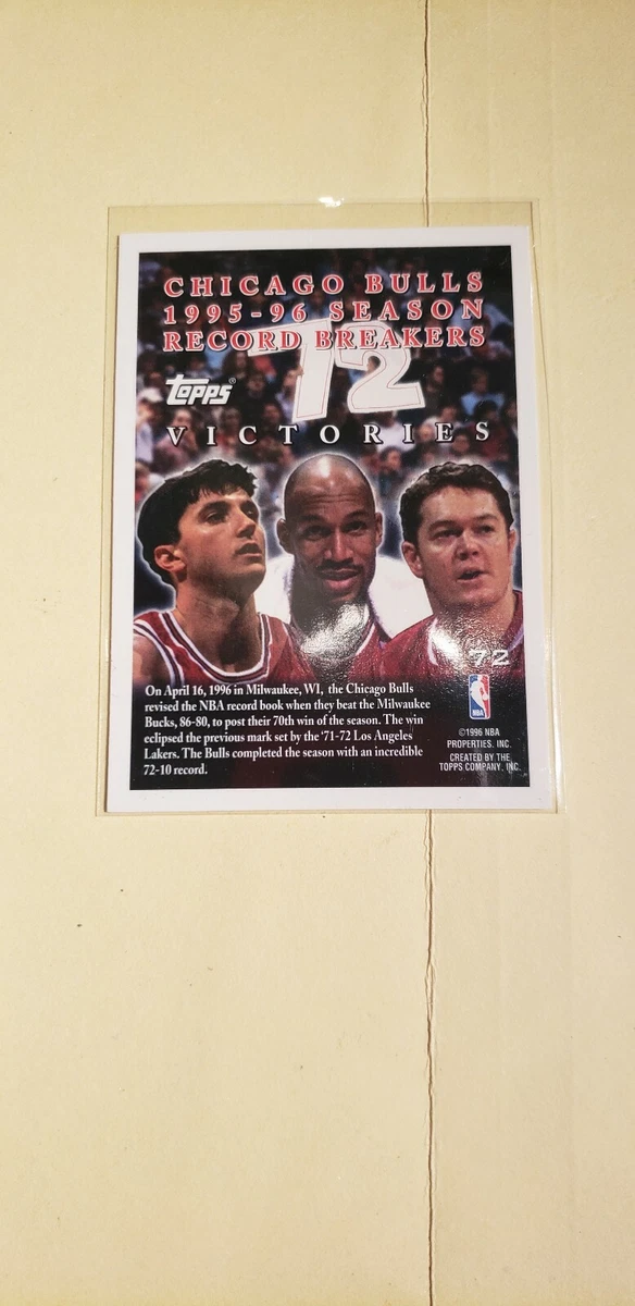 1996 Topps Chicago Bulls Record Breaking Season 72 Wins Michael