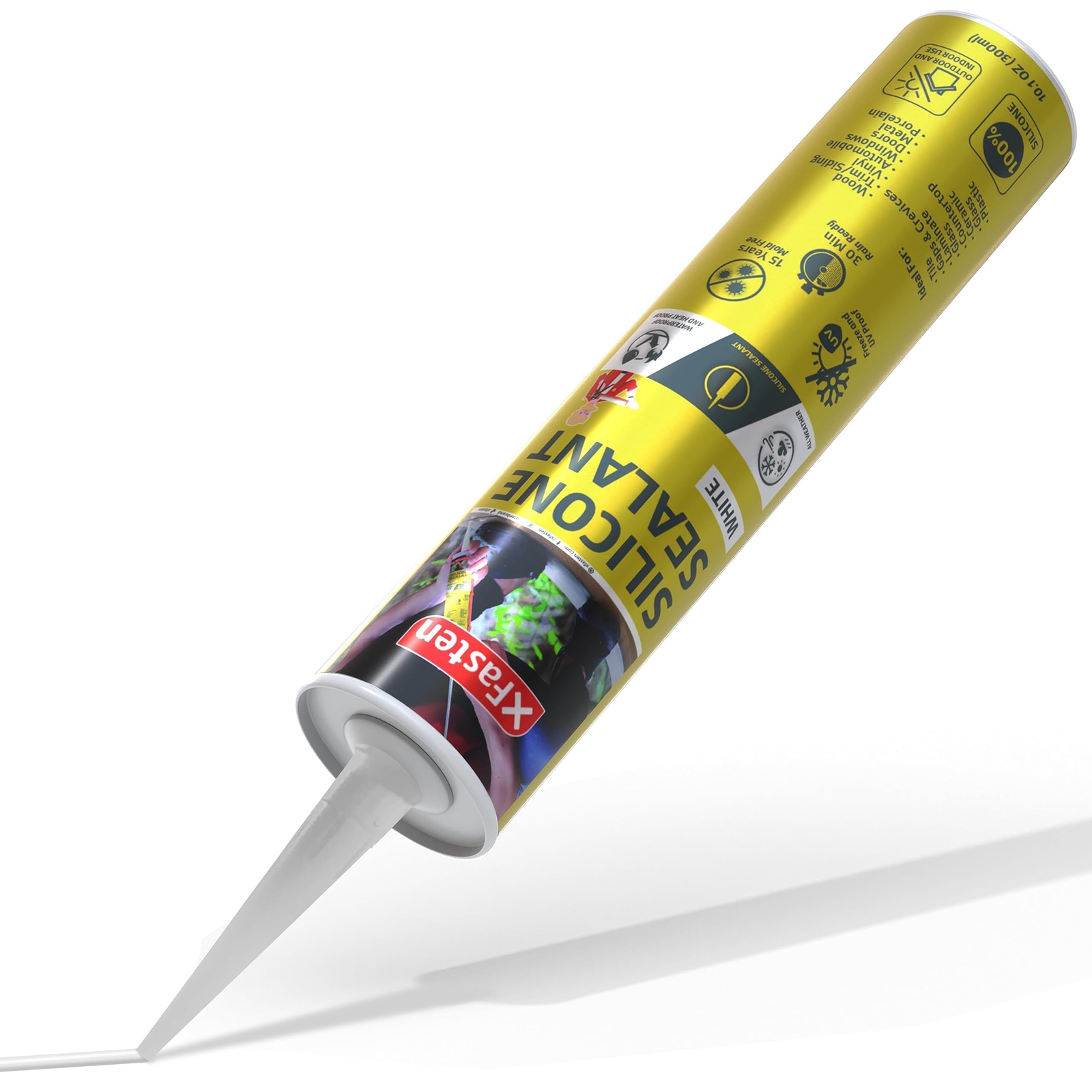 XFasten White Silicone Caulk 10.1 oz 100% Silicone Odorless Waterproof Sealan.... Available Now for $16.99