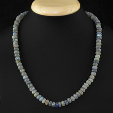 247.80 CTS NATURAL UNTREATED BLUE COLOR FLASH LABRADORITE BEADS NECKLACE DG 