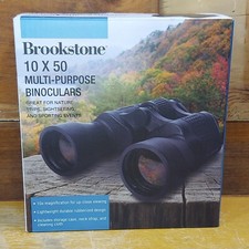 Brookstone 10x50 Multi Purpose Binoculars In Box Never Used One Cap Missing