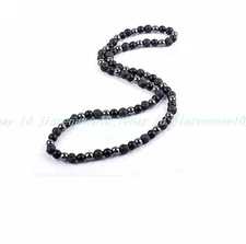 Natural Stone 8mm Beads Lava Obisidian Hematite Necklace 24-36”