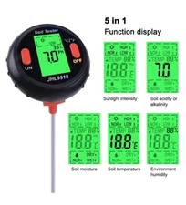 5 in 1 Soil Tester PH Meter Water Moisture Light Tester for Garden Plant Growth