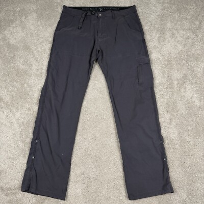 Prana Men's Breathe Cargo Hiking Pants 37x32 Gray Nylon Straight Fit Gorpcore