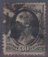 (F150-96) 1870 USA 30c black Alexander Hamilton (corner repaired) (CU)  (BV07)