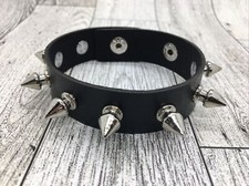 Punk Goth Bracelet Black Leather Spike Rivet Metal Studded Wristband B3861