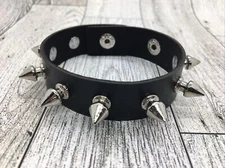 Punk Goth Bracelet Black Leather Spike Rivet Metal Studded Wristband B3861