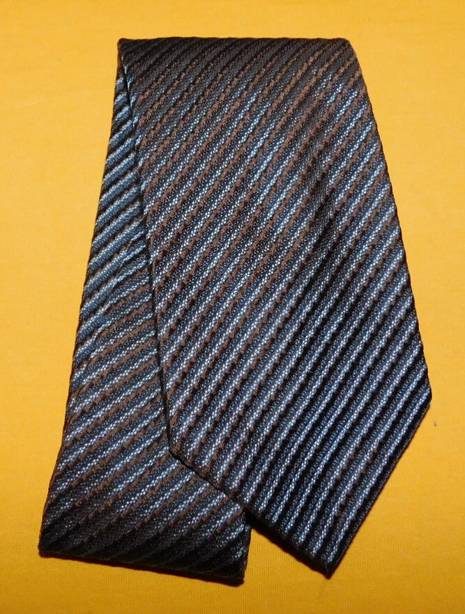 BASILE MADE IN ITALY BROWN/BLUE/LIGHT BLUE STRIPED TIE - NECK TIES - NECK TIES. - Image 2 of 3