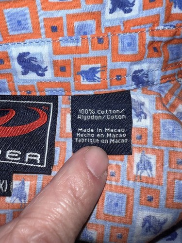 ROPER Kids Pearl Snap Orange and Blue Horses Button Down LS Shirt Size 6-6X - Picture 7 of 8
