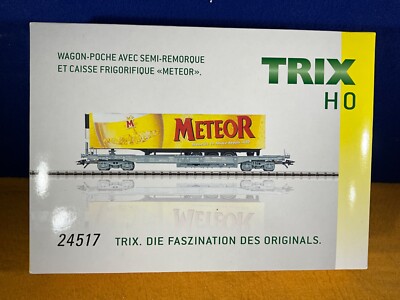 B11-40 TRAIN CAR - DEEP WELL FLAT CAR W/ METEOR - HO SCALE - TRIX HO #24517 -NIB