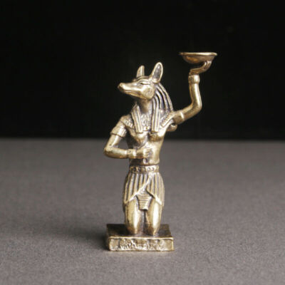 Brass Death Anubis Figurines Sculptures Gifts Tea pet Amulet Copper Statuette