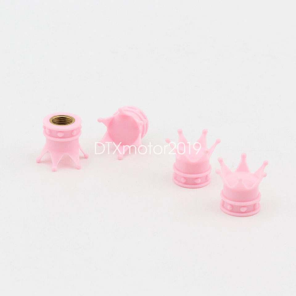 Tapas de válvula de aire de vástago de rueda de neumático Crown 4 piezas para automóvil camión Hot Rod motocicleta nuevas Foto 4 de 4