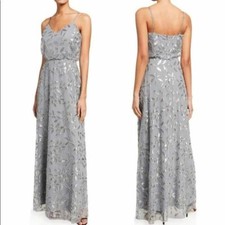WAYF Savannah Blouson Gray Beaded Evening Gown XS