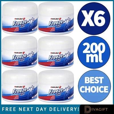 6 x FREEZE GEL 200ML SOOTHES COOLS MASSAGES MUSCLE RELIEF FREEZING MASTERPLAST