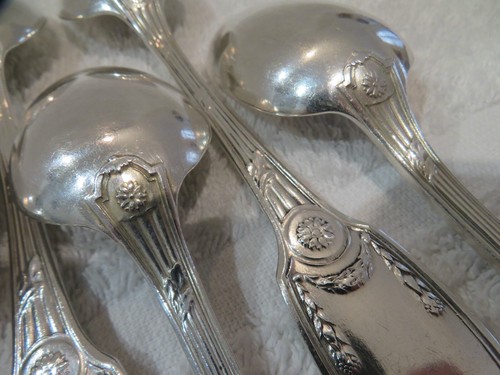 Gorgeous 1900 silver-plated 12 dessert spoons Christofle Delafosse Empire - Picture 4 of 10