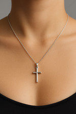 Catena cavo ciondolo croce 18" vero argento sterling 