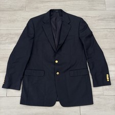 Vtg Polo Ralph Lauren Navy Blue Wool Blazer Jacket Gold Helmet Buttons 42L