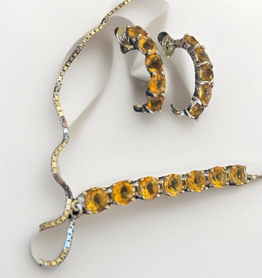 Conjunto de joyería pulsera y pendientes de citrino rey piedras preciosas  Foto 2 de 4