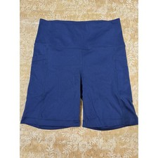 Member's Mark Women Everyday Performance Stretch Bike Short Blue Yoga Run Gym M