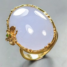 Handmade ring 38 ct Natural Chalcedony Ring 925 Sterling Silver Size 8 /R445399