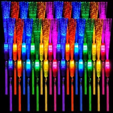 Lewtemi 60 Pack Fiber Optic Wand Glow LED Light Up Small, Bright Colors