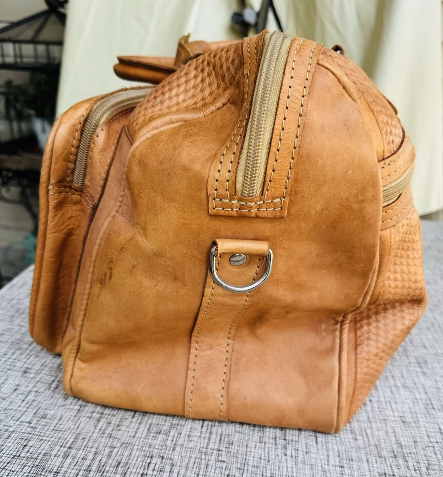 Bolso de Viaje Vintage Southwest Cuero Tocado a Mano Sedona Santa Fe Foto 3 de 4