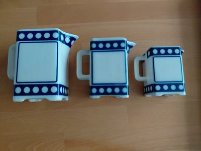 3 Kännchen Wächtersbacher Keramik blau-weiß, Punkte-Muster, antik - Bild 1 von 4