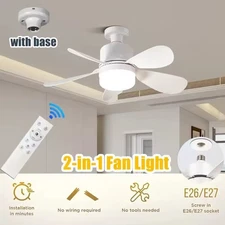Ceiling Fan Light Remote Control 4 Speed 3 Color LED Timer E27 Bedroom Kitchen