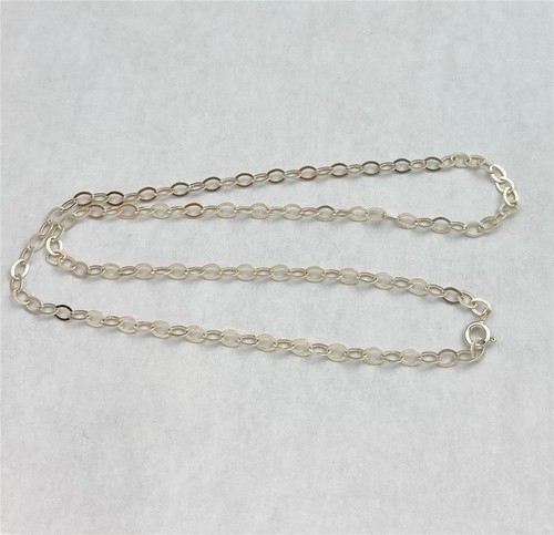 Collar de cadena de cable plano ligero de plata de ley 925 de 3,5 mm de 18" de largo - Imagen 2 de 3