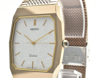 Seiko Dolce 9531-5150 Quartz Men's Watch Tungsten Carbide White Dial Vintage #67