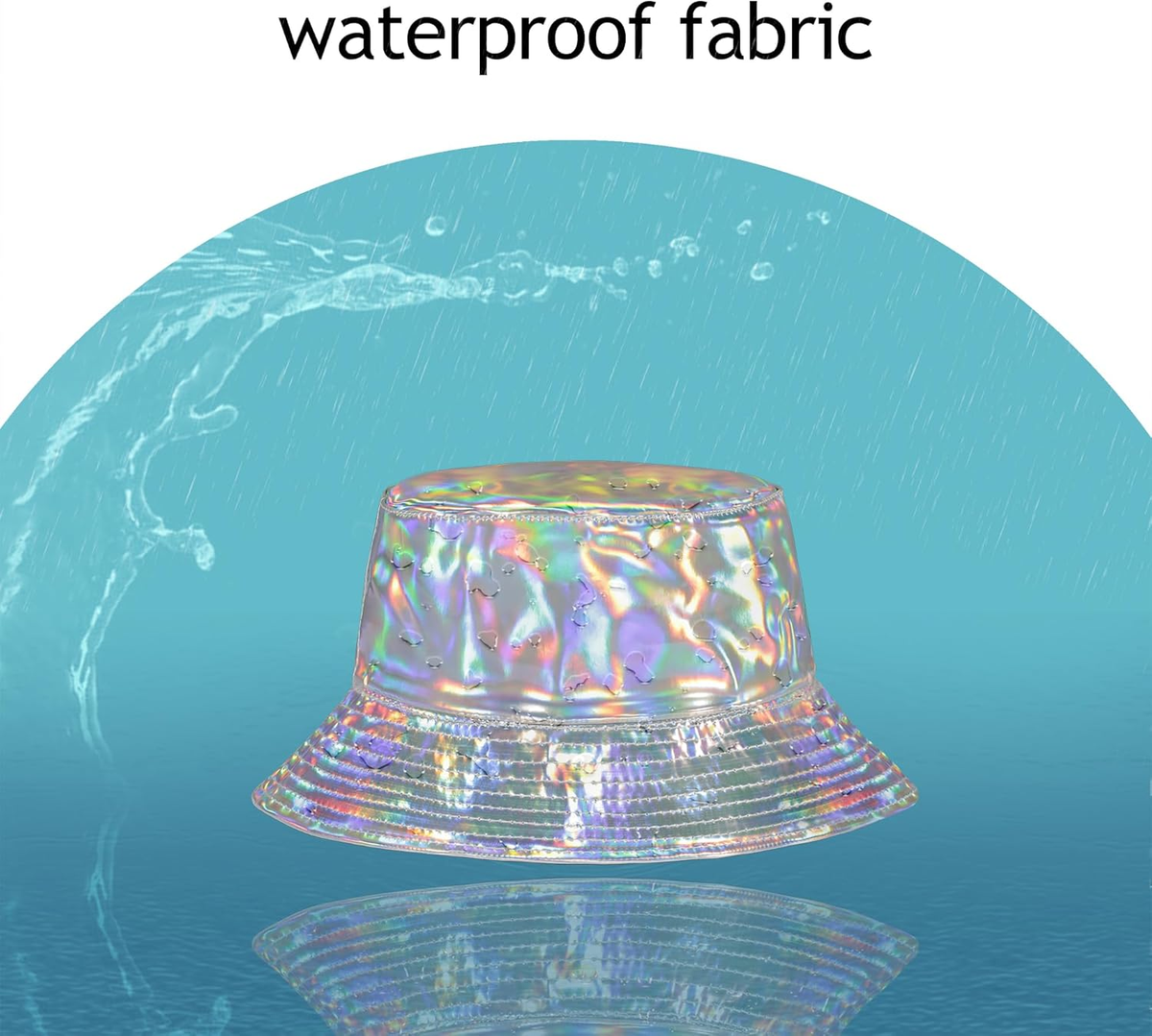 Waterproof Rave Bucket Hat Polyester Wide Brim Sun Rain Travel Casual KLL Bright Rainbow Bucket Hat for Women Men Packable Travel  main image 4