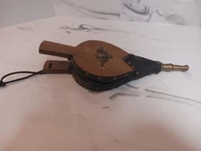 Vintage Primative Wood And Leather Fireplace Bellow, With Metal Federal...