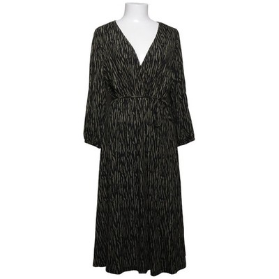 Indiska, Wickelkleid, Größe: L, Schwarz/Grün, Elasthan/Viskose, Zebra #cnt