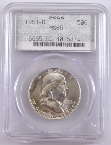 1953-D Franklin Half Dollar PCGS MS65 Doily Holder