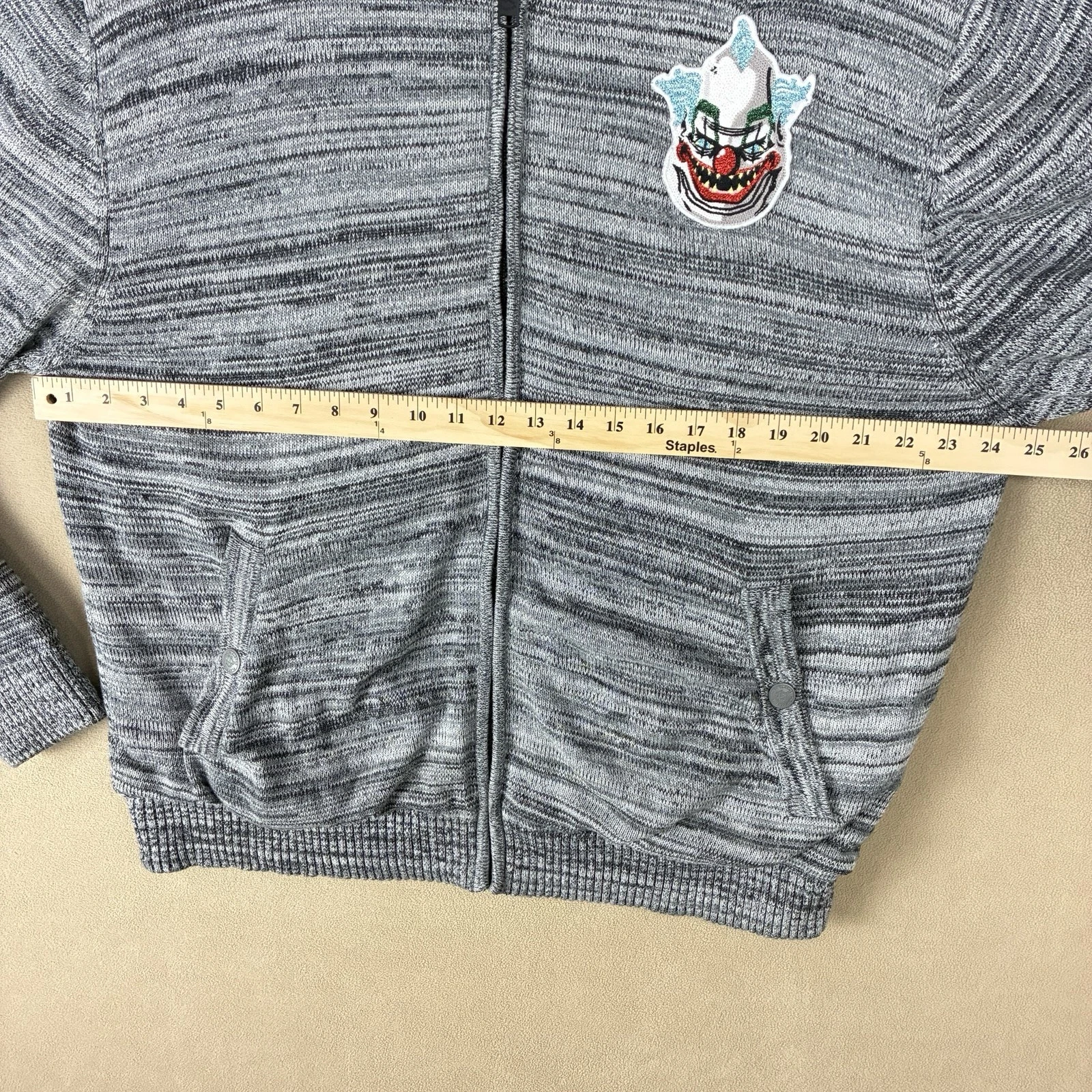Play Cloths Fratellini Clown Knit Bomber Jacket XL Heather Charcoal 100% Cotton - product detail image 13
