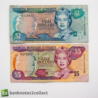 BERMUDA: 2er Set Bermuda Dollar Banknoten.