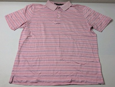 Bobby Jones Polo Shirt Men's L Pink Stripe Short Sleeve 