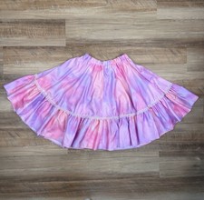 Vintage 70s / 80s Tie Dye Pink  Purple Square Dance Skirt  Festival Pastel