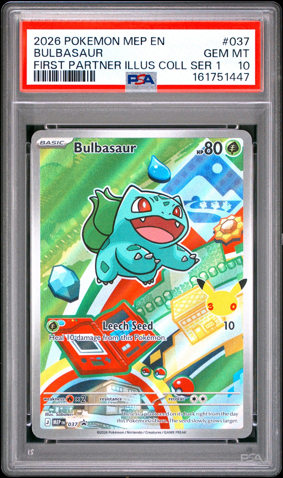 2026 POKEMON FIRST PARTNER ILLUSTRATION COLLECTION PROMO #037 BULBASAUR PSA 10