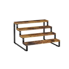 Spice Rack Organizer for Cabinet, 4 Tier Wooden Display Riser Stand, Rustic C...
