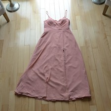 Azazie Blush Pink Pleated Chiffon Formal Maxi Dress Size 12
